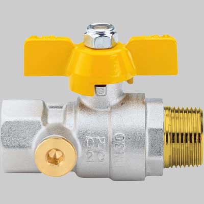 Valvola Sfera Gas M/F Con Due Prese Pressione Farfalla Alluminio 1 Enolgas