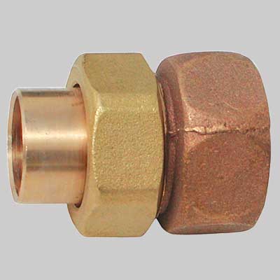 Bocchettone Bronzo Diritto 3 Pezzi Filettato Femmina A Saldare Femmina 18 X 3/4 Made In Italy