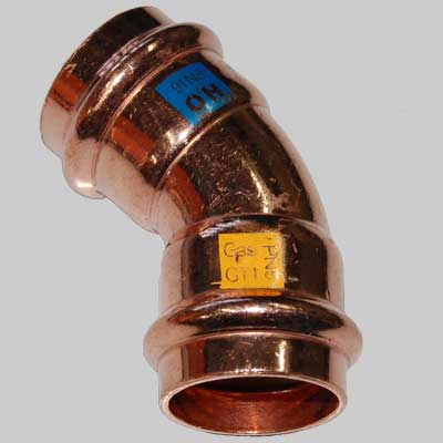 Curva Rame A Pressare 45 ° Femmina/Femmina 28 X 28 Made In Italy