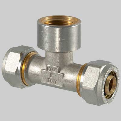Raccordo A Compressione A Tee Femmina 20 X 1/2 X 20 T.D.M.