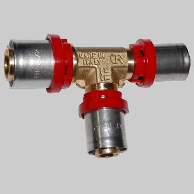 Raccordo A Tee Ridotto A Pressare Tiemme 26 X 32 X 26 Derivazione Tiemme