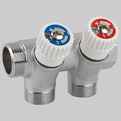 Collettore Inclinato Con Rubinetti Di Arresto 3/4X1/2 (16) 5 Vie Mf Made In Italy