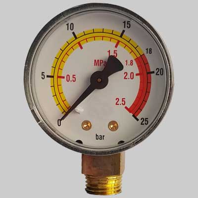 Manometro Ø 50 Attacco Radiale G 1/4 Scala 0÷25 Bar Made In Italy