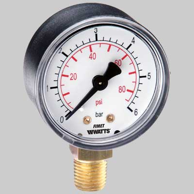 Manometro Ø 63 Laterale 0 6 Bar G 1/4 Watts Industries