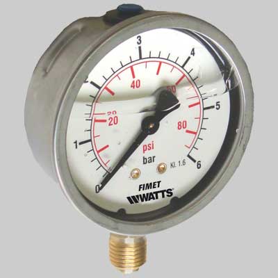 Manometro Ø 63 A Bagno Di Glicerina Laterale 0 6 Bar| Psi G/14 Watts Industries