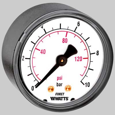 Manometro Ø 63 Posteriore 0 25 Bar| Psi G 1/4 Watts Industries