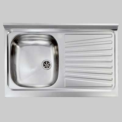 Lavello Inox Una Vasca Appoggio 80 X 50 Sx Cm
