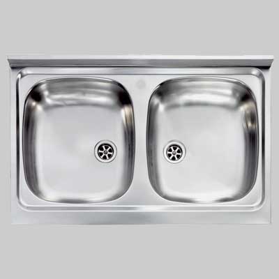 Lavello Inox Due Vasche Appoggio 80 X 50 Cm