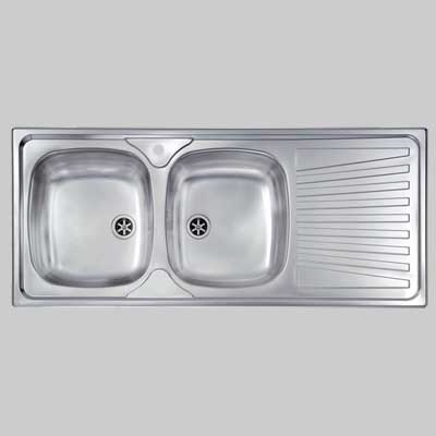 Lavello Inox 2 Vasche Incasso C/Gocciolatoio 116 X 50 Sx Cm