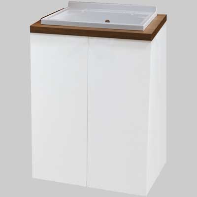 Mobile Lavatoio A Due Ante Vasca In Metacrilato Noce E Bianco Lucido Savini