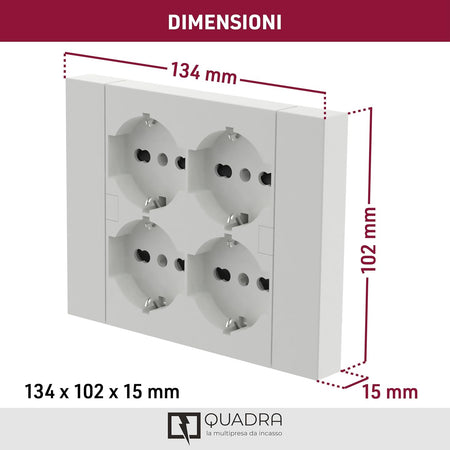 Multripresa Da Parete Schuko 'Quadra' Colore Bianco - Electraline