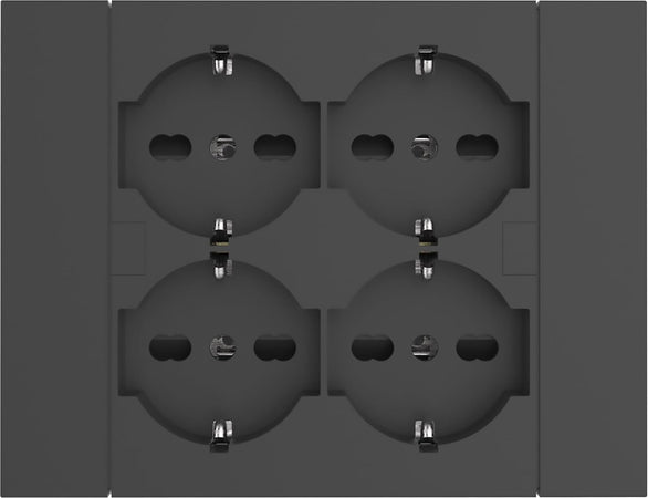 Multripresa Da Parete Schuko 'Quadra' Colore Nero - Electraline