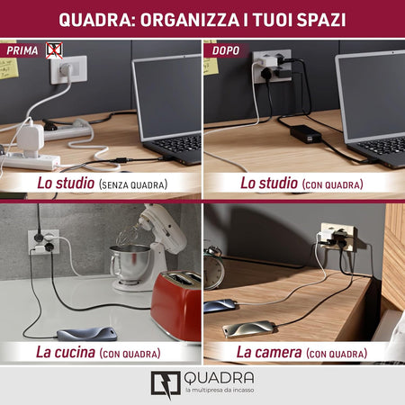 Multipresa Bipasso + Schuko Incasso Electraline Nero Posti 4 2P+T 16A