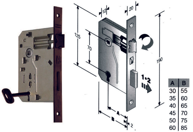 Serratura A Bussola Ridotta Da Infilare Bordo Quadro Bronzato Mm.40 Bordo Acciaio Bronzato Bonaiti