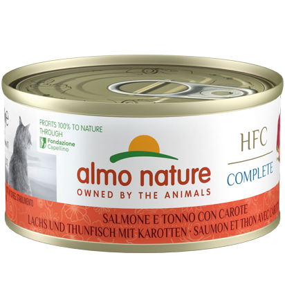 Almo Nature Scatoletta HFC Complete gusto Salmone Tonno e Carote per Gatti Adulti 70gr