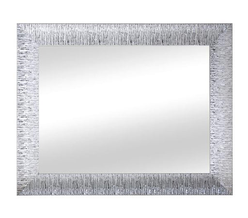MOBILI2G - Specchiera laccata bianco lucido con particolari foglia argento brillante rettangolare- Misure: l.90 x h.148 x p.5