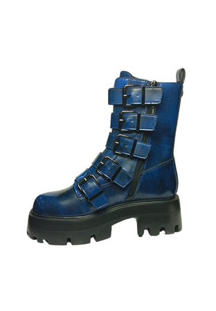 STEVE MADDEN Scarpe Donna Steve Madden MADZONE BLUE/BLK-Stivali multicolore con cinturini da donna