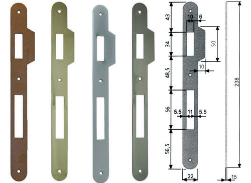 Contropiastra Con Aletta Per Serratura Patent A Bussola Bordo Tondo- - Acciaio Bronzato (B.00590.11.02) - 5 Pezzi Agb