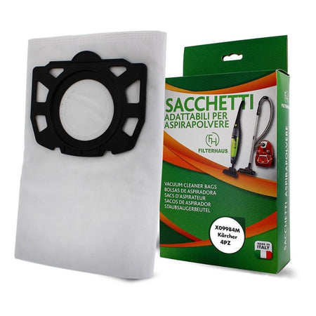 Sacchetti Microfibra x4 Adattabili per Aspirapolvere KNT4, KWD4, WD4, KWD5, WD5, KWD6, WD6, SE5.100, SE6.100