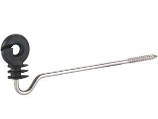 Isolatore Elettrorecinzione Ad Anello Con Vite Lunga Per Legno- - Vite Zincata Mm.220 - 10 Pezzi Kerbl