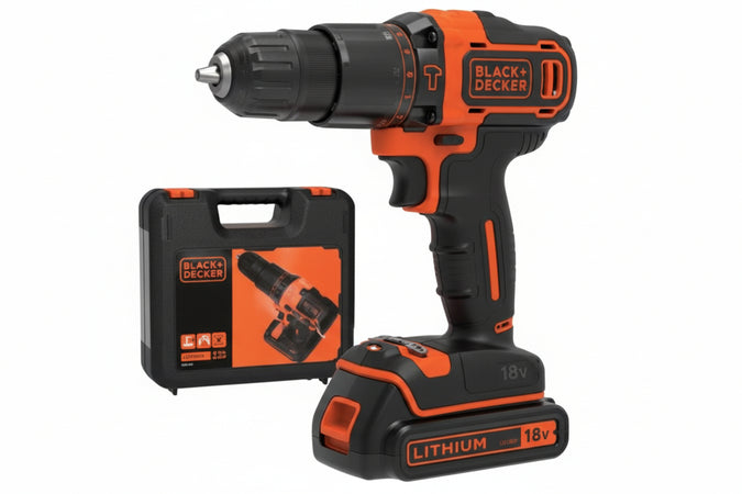Trapano Avvitatore Batteria Lito 18V Con Percussione (Bdchd18Kqw) 1 Batteria Litio Da 1,5 Ah Black&Decker