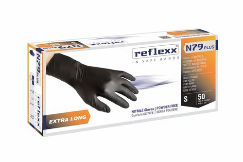 Guanto In Nitrile Extra Lungo Gr.4,0 Senza Polvere Nero- - Tg.L In Conf. Da 50 Pz. - 2 Pezzi