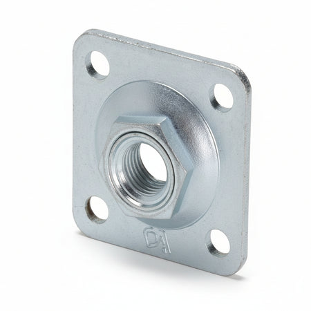 Piastra In Acciaio Zincato Per Cardine- - Piastra Mm.100X100 M24 Per Cardine Art.860P - 5 Pezzi Combi