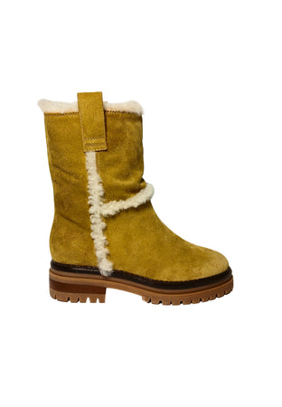 sergio rossi Scarpe Donna Sergio Rossi stivaletti in camoscio-colore honey-interno in shearling panna in da donna
