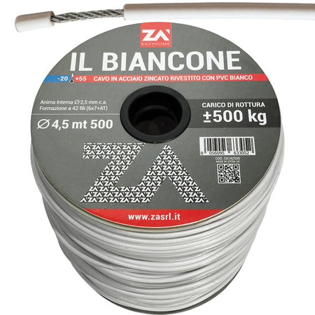 Filo Stendibiancheria Biancone Acc Zin D 4,5 Mm- 500,0 Ml