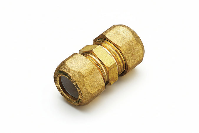 Raccordo Ottone Diritto Doppio Bicono 16X1/2- Tiemme- 10,0 Pz