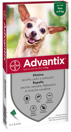 Bayer Advantix Spot On 4 Pipette Cani 0- 4 Kg- Bayer- 1,0 Pz