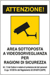Targa Area Sotto Videosorvegl. 180X120 Mm Adesiva- 10,0 Pz