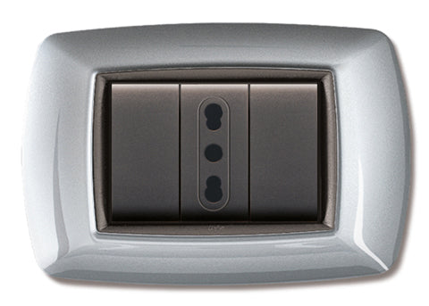Placca Life Living Plast Alluminio Chiaro 3P- Elettrocanali- 10,0 Pz