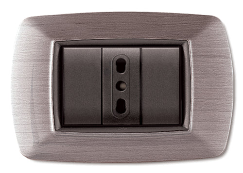 Placca Life Living Plast Acciaio Satinato 3P- Elettrocanali- 10,0 Pz