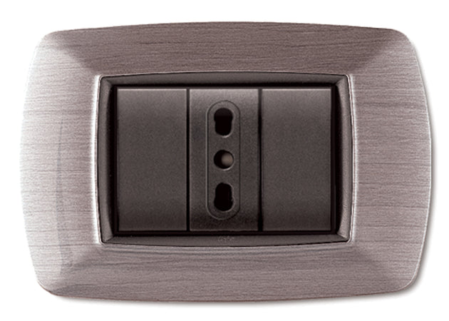 Placca Life Living Plast Acciaio Satinato 3P- Elettrocanali- 10,0 Pz