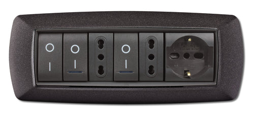 Placca Life Living Plast Grigio Notte Vulcan 7P- Elettrocanali- 1,0 Pz