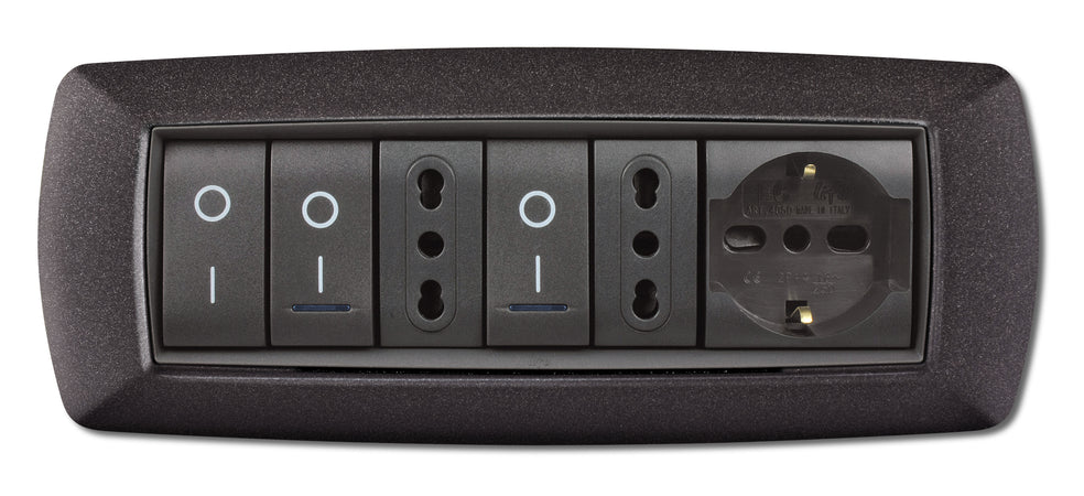 Placca Life Living Plast Grigio Notte Vulcan 7P- Elettrocanali- 1,0 Pz