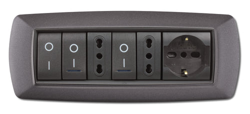 Placca Life Living Plast Grigio Chiaro Vulcan 7P- Elettrocanali- 1,0 Pz