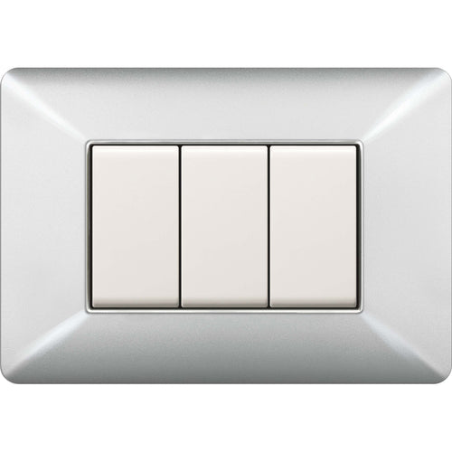 Placca Easy Matix Alluminio Chiaro 3P- 10,0 Pz
