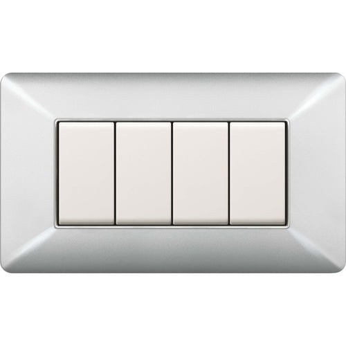 Placca Easy Matix Alluminio Chiaro 4P- 1,0 Pz