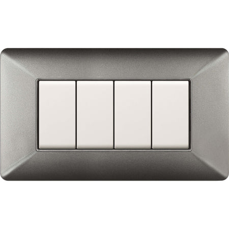 Placca Easy Matix Alluminio Notte 4P- 1,0 Pz