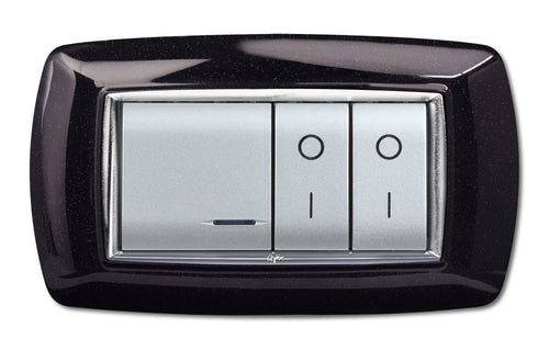 Placca Life Living Plast Nero Glittering 4P- Elettrocanali- 1,0 Pz