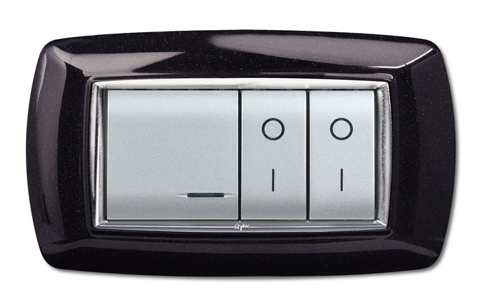 Placca Life Living Plast Nero Glittering 4P- Elettrocanali- 1,0 Pz