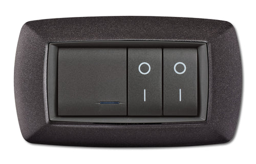 Placca Life Living Plast Grigio Notte Vulcan 4P- Elettrocanali- 1,0 Pz