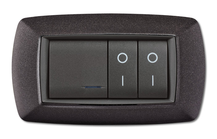 Placca Life Living Plast Grigio Notte Vulcan 4P- Elettrocanali- 1,0 Pz