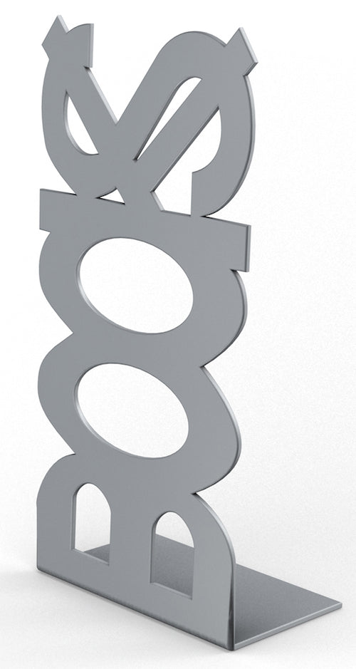 Fermalibro In Acciaio Books Argento- Bolis Italia- 10,0 Pz
