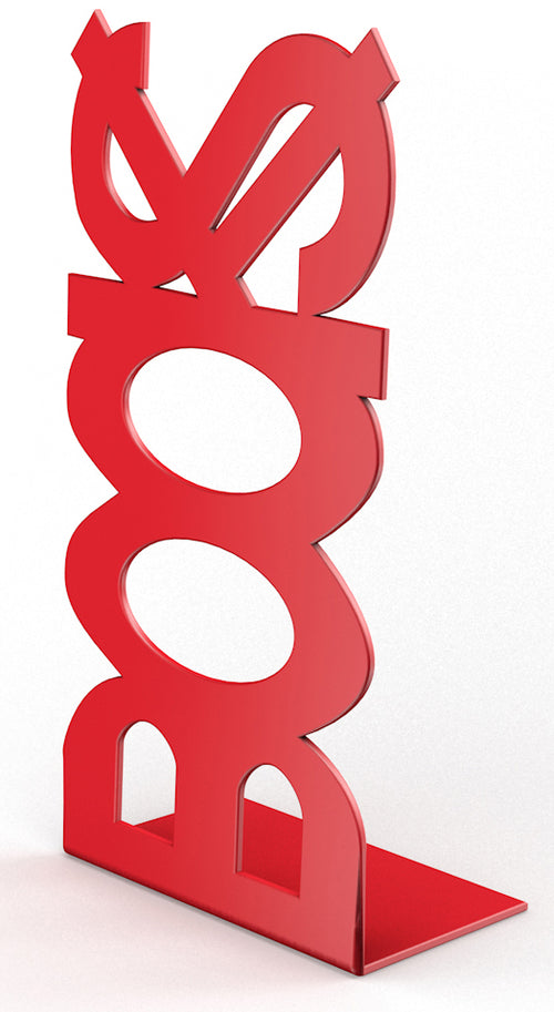 Fermalibro In Acciaio Books Rosso- Bolis Italia- 10,0 Pz