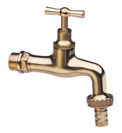 Rubinetto Ottone Lucido C/Portagomma D 1/2- Rubinetterie Associate- 2,0 Pz