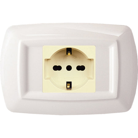 Tondo Placca Magic Plast 1P Schuko Bianco- Elettrocanali- 10,0 Pz