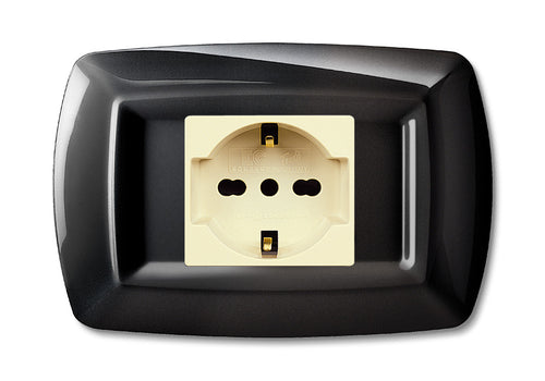 Tondo Placca Magic Plast 1P Schuko Nero- Elettrocanali- 10,0 Pz